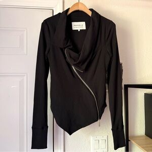NWT MARCELLA nyc black Hoyt cotton modal knit zip up cropped jacket